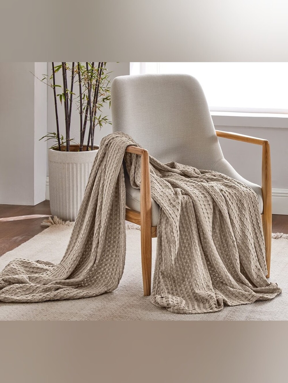 Bedsure Cooling Waffle Throw Blanket 66x90 - Picture 3 of 6